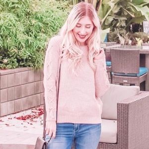 Pink lace up sweater